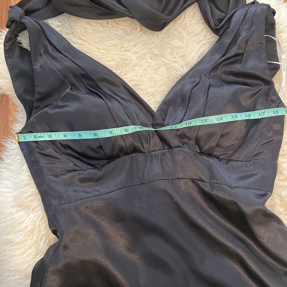 Belsoie Black Satin Maxi Bridesmaid Dress EUC Sz 14 Sleeveless Polyester - Picture 9 of 14
